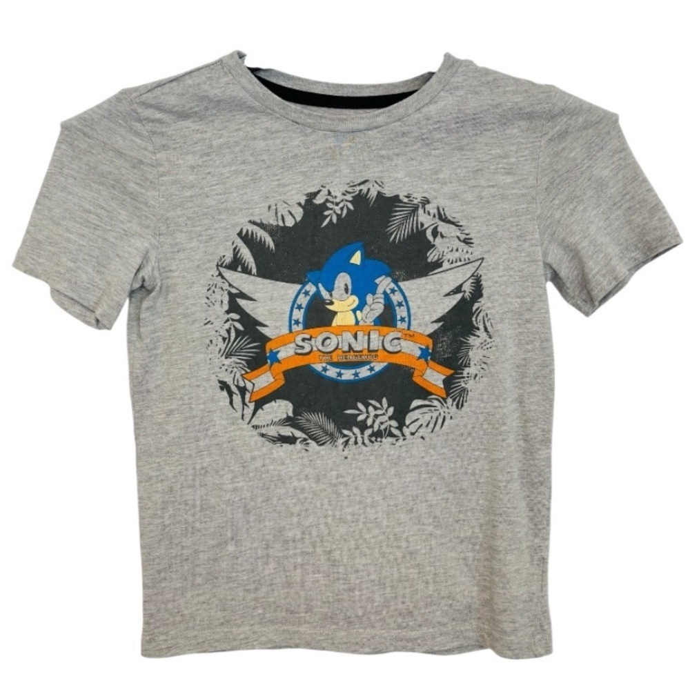 Sonic the Hedgehog Screen Printed Boy’s Gray Kids T-Shirt Size 7